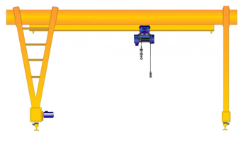 Кран козловой электрический тельферный  (с листовой конструкцией моста крана)