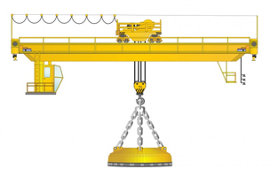 Кран мостовой двухбалочный магнитный с листовой конструкцией моста крана