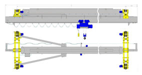Кран мостовой электрический однобалочный подвесной однопролетный (пролетная балка - труба)